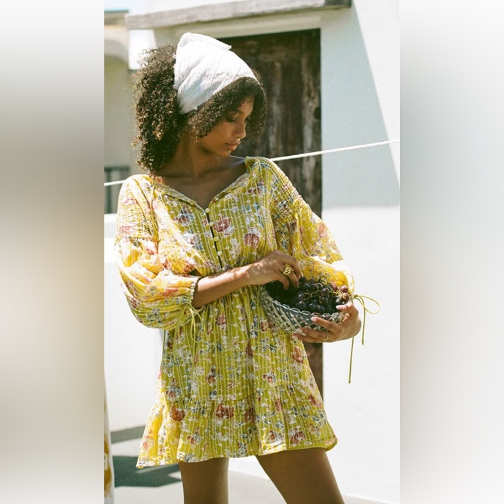 Yellow Floral Mini Dress